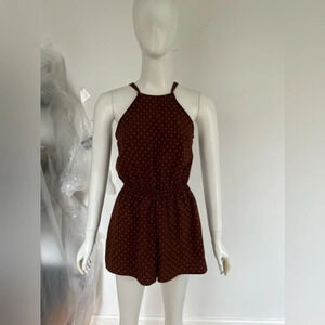 Toby Heart Ginger Women Brown Polka Dots Playsuit Cotton Sleeveless Romper Sz XS